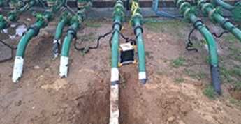 Pulsed eddy current inspection equipment on a buried pipeline